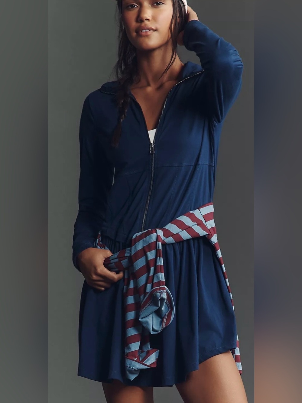 Anthropologie Daily Practice Taylor Long Sleeve Zip Front Mini Dress Size Large